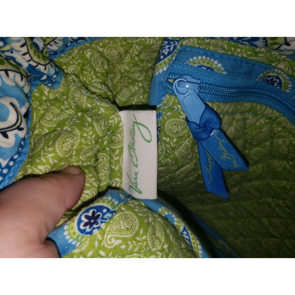 Vera Bradley Light Blue and Lime Tote Purse - Picture 3 of 6